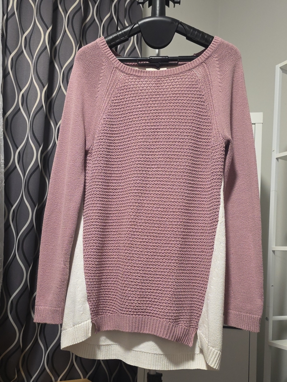 LOFT Dusty Rose Crewneck Textured Knit Sweater